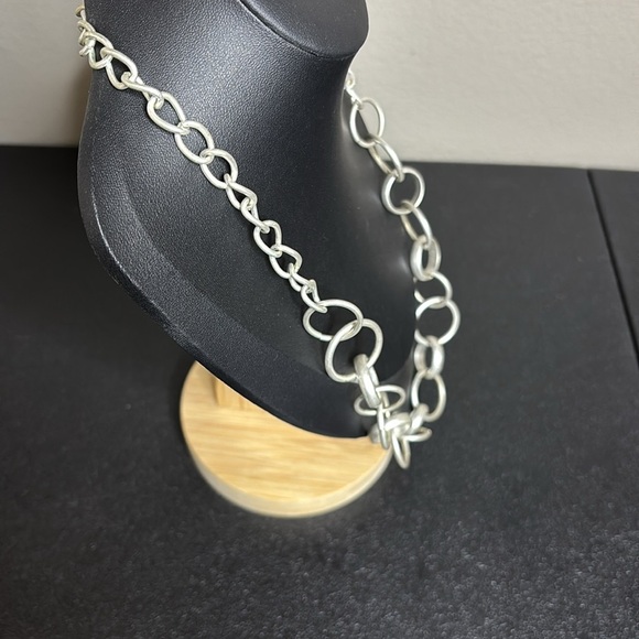 Silver Tone R Hang Tag Long Chain Boho Necklace - Picture 6 of 8